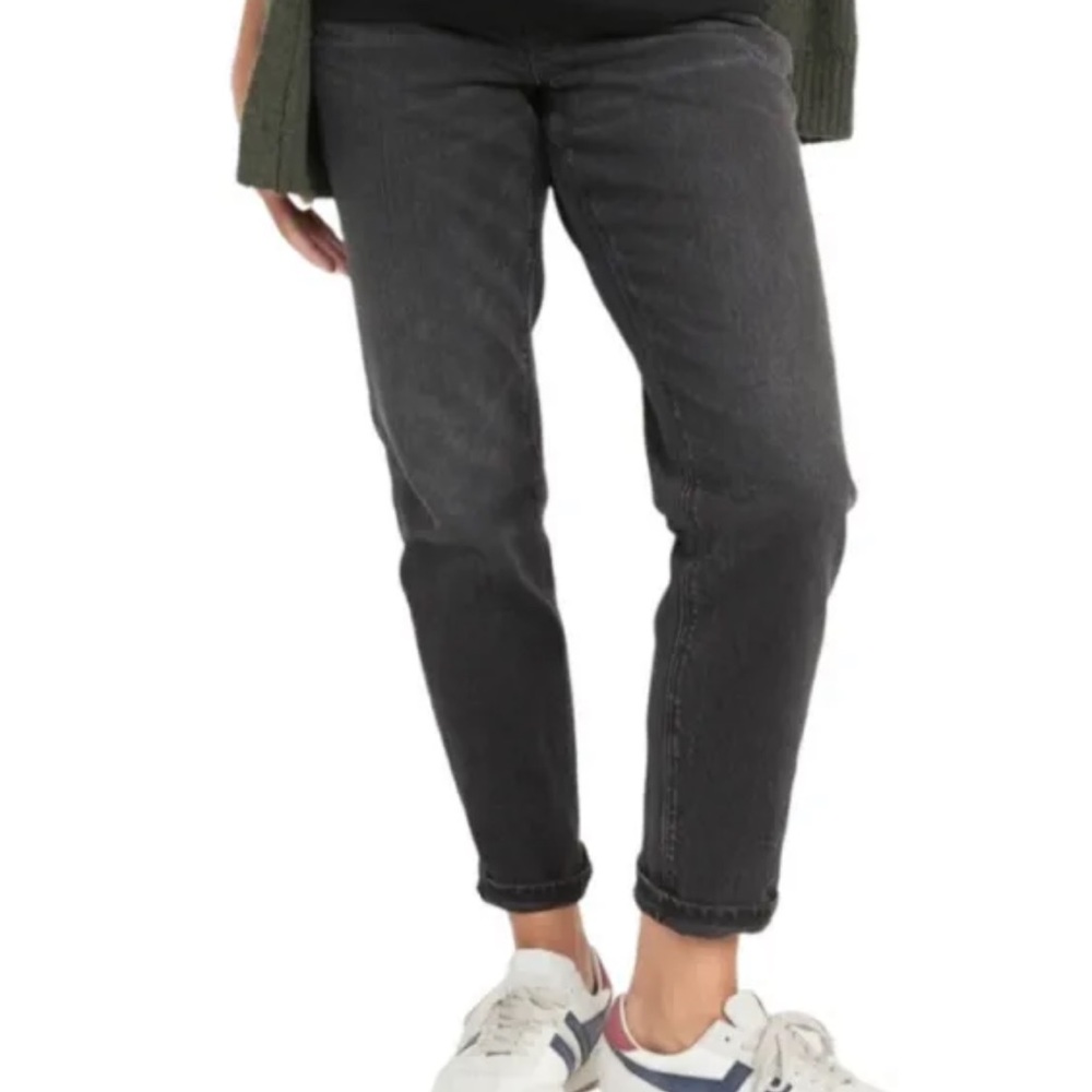Old Navy Maternity Full-Panel Black-Wash Boyfriend Jeans Size 12 PETITE - Picture 6 of 8